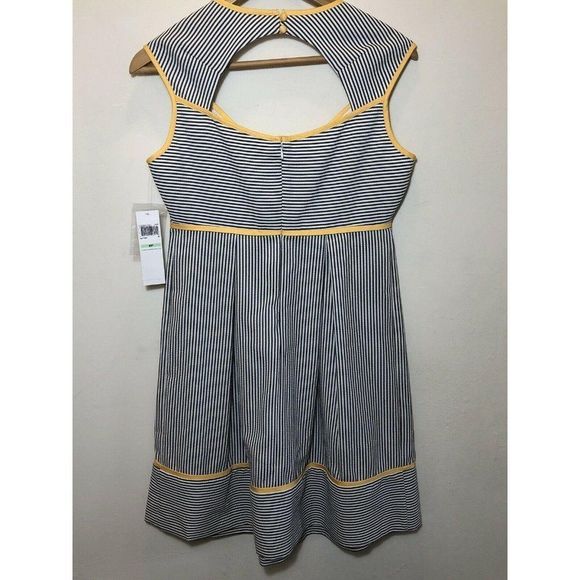NEW London Times 8 P Seersucker Dress Gray Yellow - Picture 5 of 8